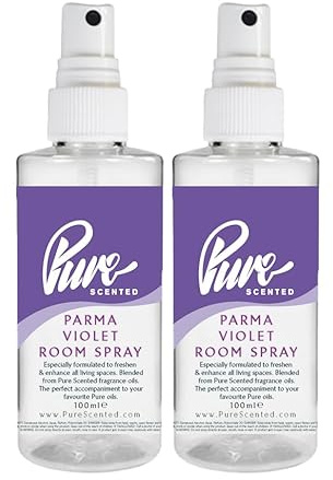 Pure Scented 200ml Room & Fabric Sprays 2 x 100ml Suitable For Home, Car, Caravan, Work, Gym Bags, Odour Eliminators (2 x 100ml, Parma Violet)