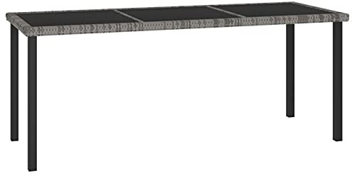 Xichuzi Garten-Esstisch, Tisch Balkon, Gartentisch, Balkontisch, Küchentisch, Garden Table, Terrassentisch, Grau 180x70x73 cm Poly Rattan