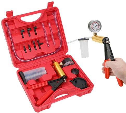 Wenzhon 2 in 1 Brake Bleeder Kit with Hand Vacuum Pump and Adapters Brake Bleeder Vacuum Pump Kit for Auto Car Truck Motorcycle Use