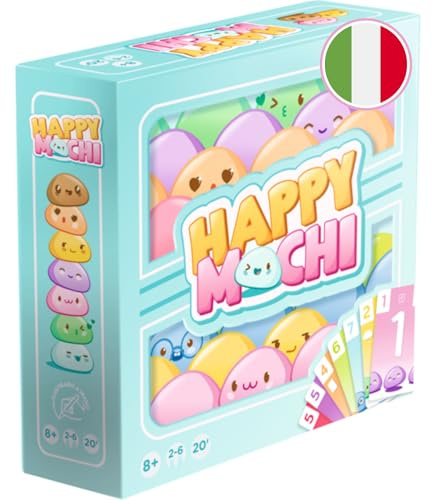 Asmodee – HAPPY MOCHI – Carte da Gioco per Famiglie e Bambini – Gioco da Tavolo Illustrato a Mano con Design Kawaii – 2-6 Giocatori – 8+ Anni – Edizione in Italiano