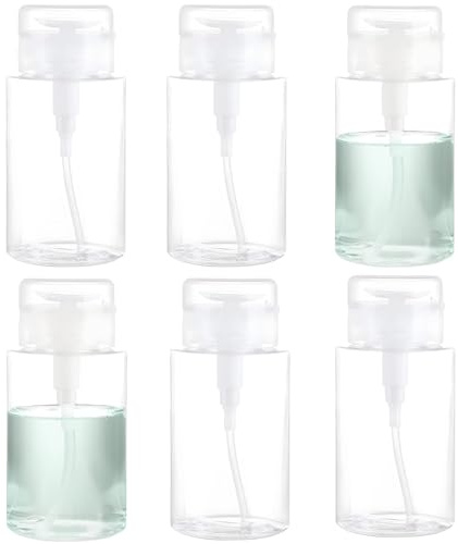6 bottiglie ricaricabili in plastica trasparente per animali domestici, 192,8 g, con tappo di bloccaggio, per struccanti, lozioni e toner