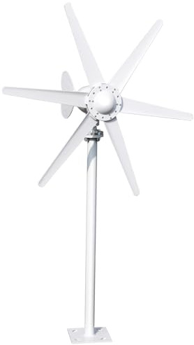 800W Wind Turbine Generator Kit, 12V 24V Vertical Winds Power Generator, 6-Blade Wind Energy Turbine System, Electromagnetic Electricity Generator for Renewable Power Supply, Home Farm RV Boat White