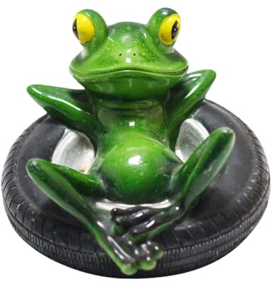 Ylnailky Statue de Grenouille | Figurine Flottante de Grenouille en Résine - Ornement Allongée sur Pneu Accessoire Photo pour Jardin Balcon Terrasse Piscine Extérieur