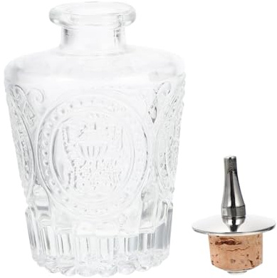NUOBESTY Botella De Vidrio Para Bitters Grabada Vintage, Capacidad Pequeña, Vidrio Transparente, Con Tapón, Accesorio De Barra Esencial, Uso Para Cócteles El Hogar, Botella Amargo Portátil