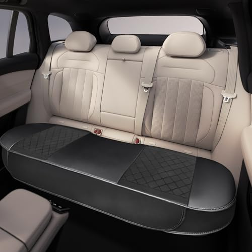 EasyVibe Car Seat Cover PU Leather for Back Seat, Rear Bench Car Seat Cover Fully Wrapped, Seat Protector for Rear Seat Bottom, Wear-resist and Waterproof Leather Seat Covers, Universal Fit 95% Cars