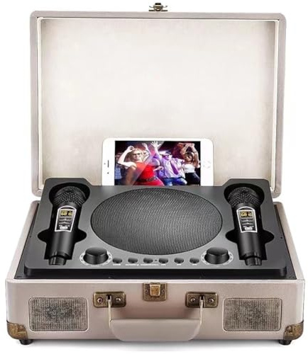 Machine de karaoké Bluetooth sans fil avec 2 microphones pour la maison, le karaoké et le divertissement de fête