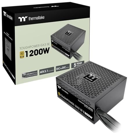 Thermaltake Toughpower GX3 SE 750W | Fuente de Alimentación ATX 3.1 | 80 Plus 230V EU Gold | PCIe Gen 5.1 12V-2x6 | Raíl Único +12V | Ventilador FDB de 120 mm | 5 Años de Garantía