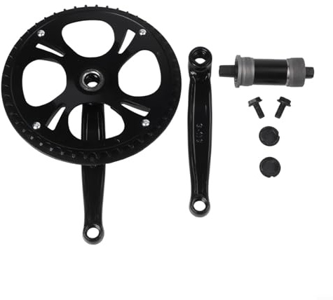 Momfin 48T hopfällbar cykel vevsats 170 mm legering fyrkantigt hål kedja ring med enkelt kedjeskydd för urban pendling och touring ryttare metallfinish (vevpartiet + 110 BB)