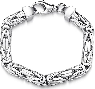 Silberketten Store Königsarmband 925 Silber Herren 10 mm Stärke I Männer Silberarmband mit Karabiner Verschluss I Armkette Herren vierkant hochglanz