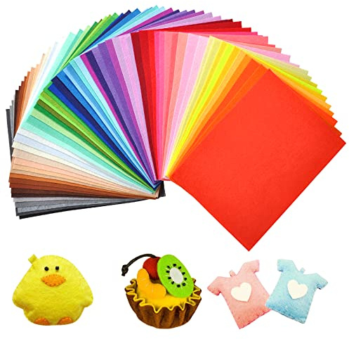 Jingxu Bunter Filzstoff | 60 Farben Bunte Filzplatten 20 x 30cm Bastelfilz Filz Blätter Polyester Felt Fabric DIY Stoff Filzplattenset bunt