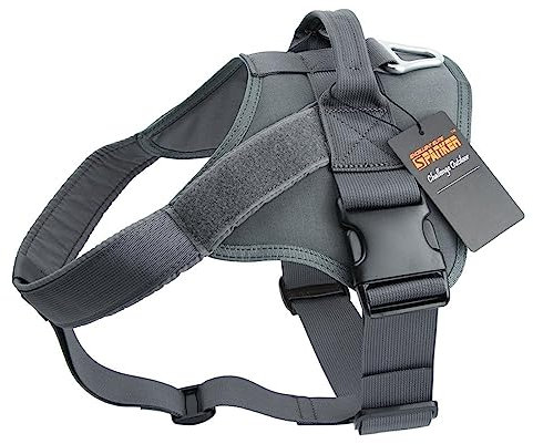 EXCELLENT ELITE SPANKER Hundegeschirr Taktisches Hundegeschirr Ausbildung Service Dog Weste Arbeiten hundegeschirr verstellbar Hund Weste Für Mittelgroße Und Große Hunde(Gry-XS)