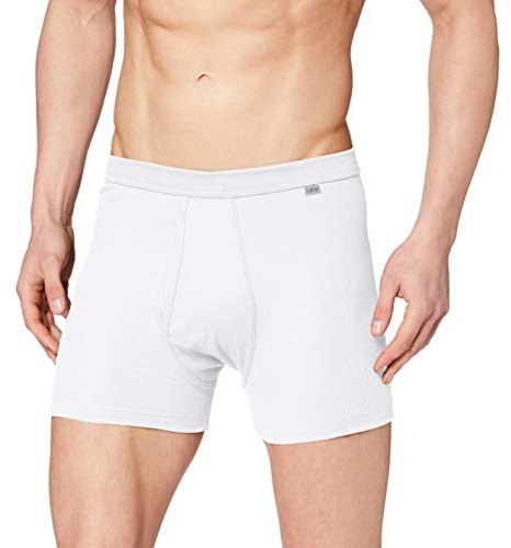 HUBER Men's Trunk with Front Fly Cotton Fine Rib 112251 White XXL