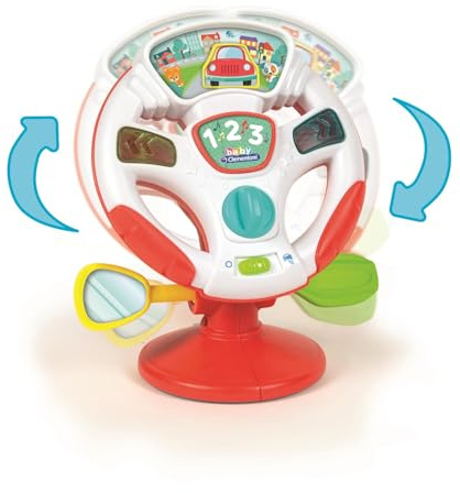 Clementoni - Volante de Actividades - Juguete Interactivo con Luces y Sonidos para Simular Conducción y Aprender Números, a Partir de 10 Meses, con Luces LED, 17241