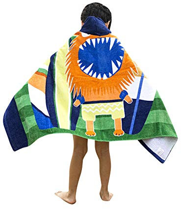 CUOCU Kinder Kapuzen Handtuch Bade Badetuch Bademäntel Strandtuch Badetuch Baby Kapuzentuch für Jungen und Mädchen 100% Baumwolle Löwe 76cm