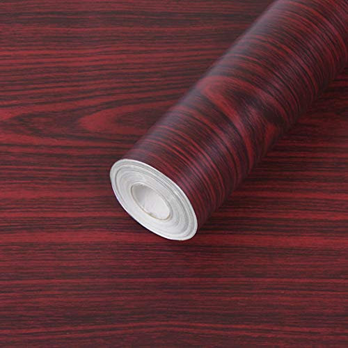 PoetryHome Selbstklebende rote Eiche Holzkontakt-Papier, Regalauskleidung, Schränke, Schubladen, Kommode, Tischauflage, Möbel-Aufkleber, 45 x 117 cm