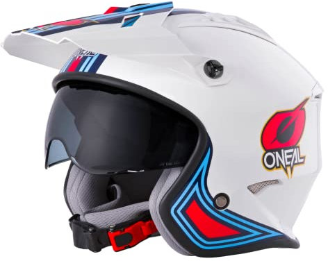 O'NEAL | Motorradhelm | Enduro Adventure Street |ABS-Schale, integrierte Sonnenblende | Volt Helmet MN1 | Erwachsene | Weiß Rot Blau | Größe M