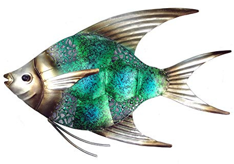 JOYBee 12.5inch Coastal Ocean Sea Metal Fish Wall Art Decor -Christmas Decorations-Perfect for Coastal，Nautical，Beach，or Boat Decor-Metal Wall Decor-for Garden Home Patio Bathroom Kitchen
