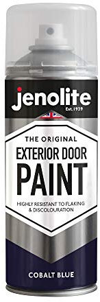JENOLITE Exterior Door Paint Aerosol | COBALT BLUE | Multi Surface | Metal & Wood Doors, Garage Doors & Windows | 400ml | RAL 5013