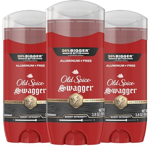 Old Spice Aluminum Free Deodorant for Men, 24/7 Protection to Eliminate Odors, 24/7 Freshness & Lasting Scent, Swagger with Lime & Cedarwood Scent, 3.8 oz (Pack of 3)