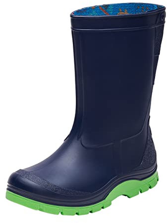 Realpaks Stivali di gomma per bambini impermeabili SD 2/2 - stivali da pioggia per ragazzi e ragazze - Blu scuro_verde 31_32