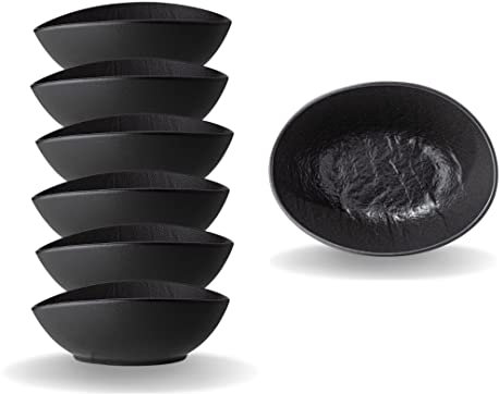 Wilmax – Cuencos – 6 piezas | Porcelana | Negro | Para una variedad de platos | Apto para horno | Apto para lavavajillas | Piedra sintética | Resistente | Esmaltado a mano | Ideal como juego