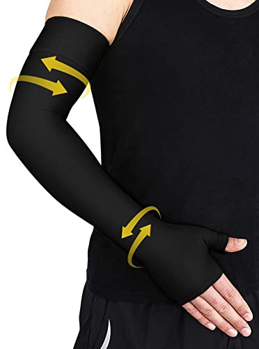 beister Lymphedema Medical Compression Arm Sleeve with Gauntlet for Men & Women (Single), 20-30 mmHg Full Arm Support