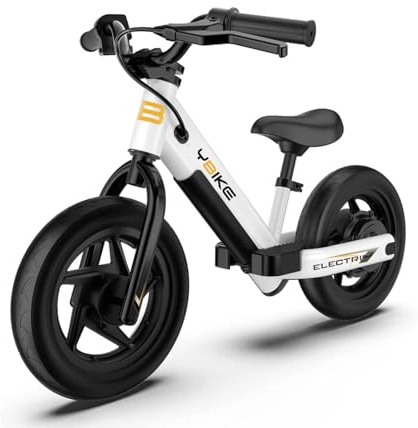 YBIKE Elektrisk balanscykel, 12-tums elektrisk barncykel för åldrarna 3-5 år, balanscyklar för barn med justerbart säte, dirtbike för pojkar och flickor