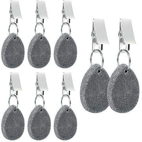 8 Stück Tischdeckenbeschwerer Naturstein mit Klammer, Tischdeckenhalter Draußen Tischdecken Beschwerer Draußen mit Stahl Klammer Tischdecken Beschwerer Draußen