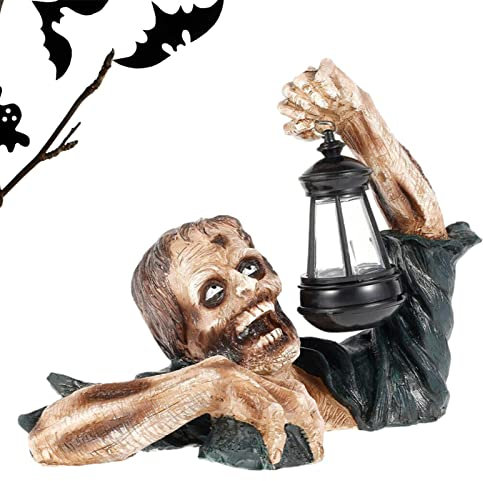 zombi Halloween con linterna LED – Estatuas jardín realistas Zombi se arrastra fuera la tumba | terror para jardín