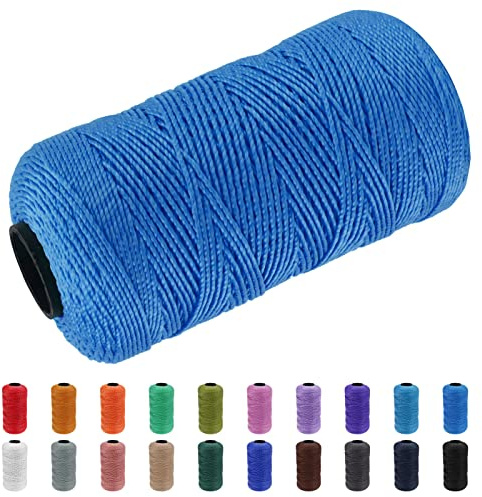 CAMAL Braided Nylon String 3 Strands 1.5mm x 218 Yards Twisted Twine Rope Mason Line String for Gardening Making, DIY Arts Projects, Christmas Decoration, Hanging Ornaments (Lake Blue)