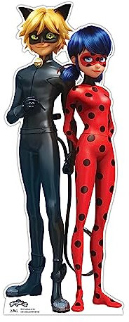 Star Cutouts SC4224 Ladybug and Cat Noir Star Mini Cardboard Cut Out, Small