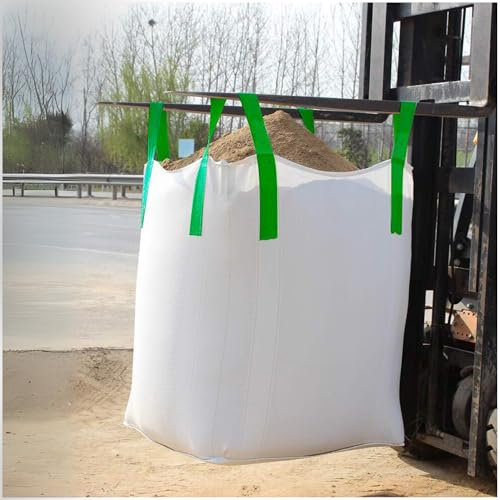 Singhal One Tonne Bag FIBC Bulk Bag - Heavy Duty Garden Waste Builder Jumbo Storage Sack 80 x 80 x 80 cm with Green Loop, Pack of 1 Capacity 2200 lbs