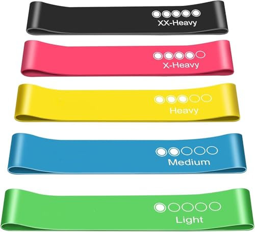 Sixstore Resistance Bands, Pack of 5 Skin-Friendly Resistance Fitness Exercise Loop Bands with 5 Different Resistance Levels - Carrying Case Included - Ideal for Home, Gym, Yoga, Training