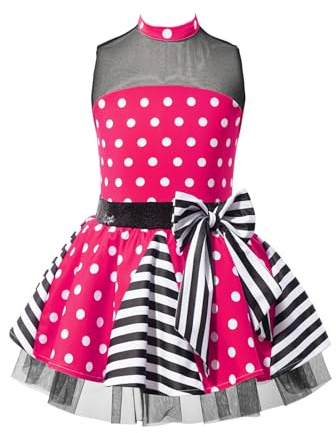 CHICTRY Body da Balletto Bambina Paillettes Tutu Leotards Senza Manica Abito da Pattinaggio Artistico Vestito Danza Classica Costumi di Danza Latino Jazz Samba Rumba Rosa B 10 Anni