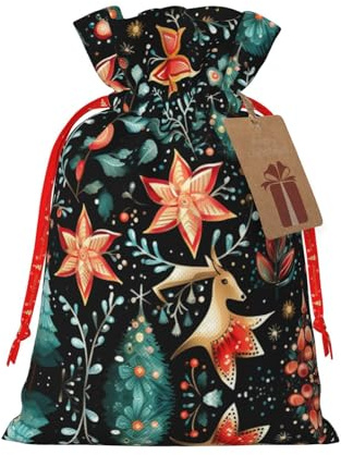 DURAGS Geschenktasche mit Kordelzug für Weihnachten, schicke Stoff-Geschenktüte für Weihnachten – ideal für jeden Anlass