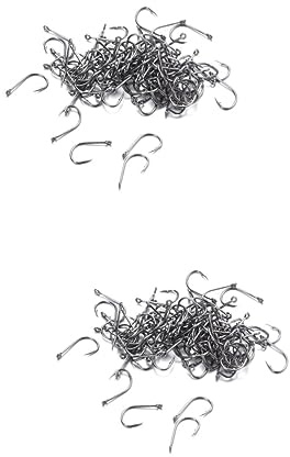 BESPORTBLE 200pcs High Carbon Steel Bass Hooks Perforated Saltwater Freshwater Fishing Hooks Set Heavy Duty for Pike Herring Muskie Pickerel Snapper
