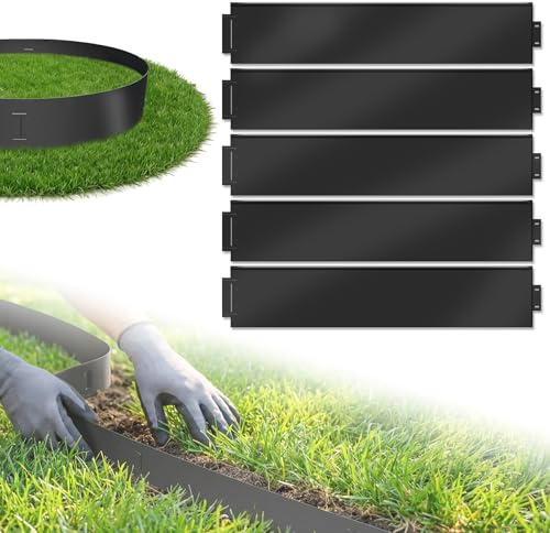 ACXIN Rabattkant metall, galvaniserad klippkant, rabattkant, 30 m x 15 cm, rabattkant, palisade, 30 stycken, 100 cm x 15 cm (L x H) trädgårdsväxter, gräsmatta kant, galvaniserad – svart