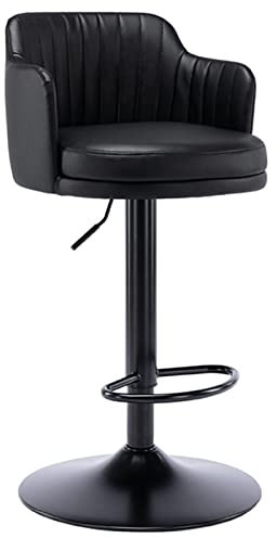 SIBEG Retro-Drehinselstuhl für Zuhause, Restaurant, Beauty-Bar, Arbeitshocker mit Rückenlehne und Fußstütze, höhenverstellbar 67–88 cm (Farbe: Schwarz)