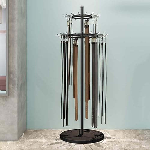 BESTXH Appendini per Cintura in Metallo da Terra, Espositore Salvaspazio, Portamonete Porta Sciarpa E Scialle, per Camera da Letto, Negozio, Vendita al Dettaglio E Affari,Nero
