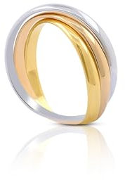 MUAU Schmuck Damenring Tricolor Weiss-/Gelb-/Rotgold 750