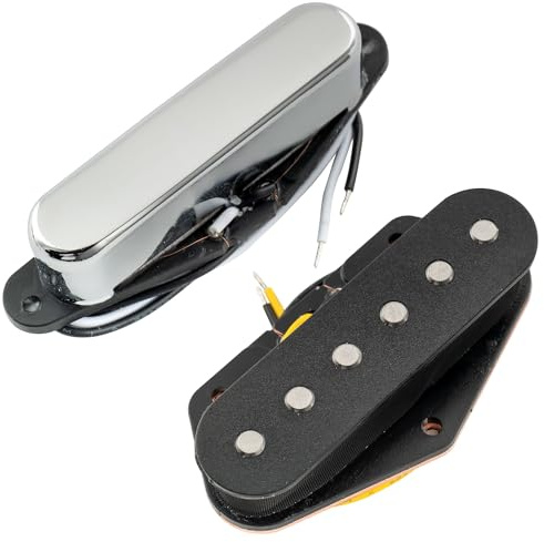 Musiclily Pro TL-60S Alnico 5 Single Coil Tonabnehmer Hals Steg Pickups Set für Tele Style E-Gitarre, Chrom