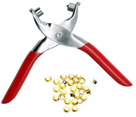 NUOBESTY Lederlochzange Mit Ösenstanzer Locherwerkzeug Für Gürtel Und Leder Robustes Metallgehäuse Mit Rutschfestem Griff Inklusive Ösen Mit Innen Und Außendurchmesser