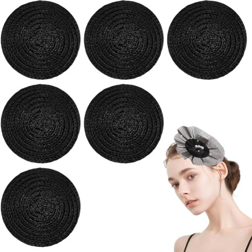 FINGERINSPIRE 6 Stück Mini Strohhut Basis Schwarzer Fascinator Basis Für Hüte Mit Eisenklammern 9.8cm Kleine Strohhüte Untertassen Hatinat Basis Runde Strohhut Basis FürBastelarbeiten Haardekoration
