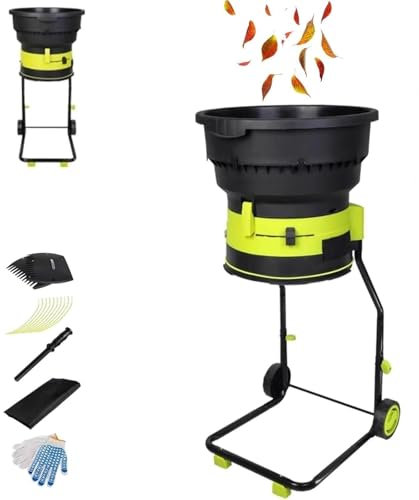 Trituradora de hojas eléctrica, trituradora portátil para jardín, trituradora de jardín de 2500 W, trituradora de hojas de 8000 rpm con ruedas y bolsa de almacenamiento, diámetro del embudo de 54 cm(M