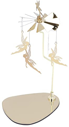 Drehender Kerzenhalter, Gold Rotierender Metall Spinner Teelichthalter, #6 | Kerze Teelicht Karussell mit Tablett für Tischdeko Wohnzimmer Deko, Valentinstag, Hochzeit, Partydeko