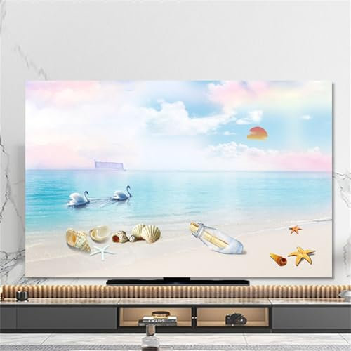 Hixingo TV Abdeckung Staubschutzhülle, 3D Seestern Muster TV Staubschutzhülle 32-80inch TV Abdeckung Schutzhülle Fernseher Fernsehabdeckung TV Schutzhülle (40-43inch,Muschel)