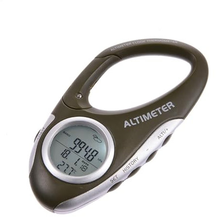 Generisch Digitaler Höhenmesser, Digitaler Höhenmesser Wandern, Multifunktionaler Digitaler Höhenmesser Mit Kalender, Wanderzubehör Karabiner Höhenmesser Für Berge Klippen Abgründe