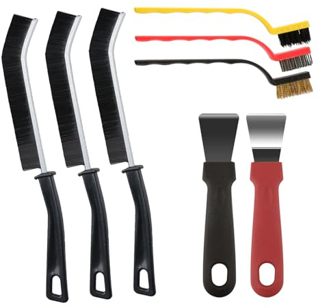 Crevice Cleaning Brush, ByAnciel Pack of 8 Multi-Purpose Brush Tool, Stiff Bristle Crevice Brush for Home Use Bathroom Tile Kitchen Practical and Durable Easy to Clean