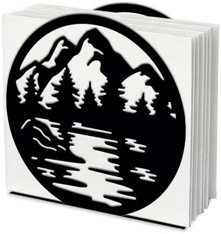 SUPERDANT Porta Tovaglioli da Tavola Mountain View per Portatovaglioli in Metallo Ad Albero Fazzoletti Forest Tree Dispenser per Tovaglioli Pratico Porta Fazzoletti Accessori per la Casa 12.5x12.5x5cm