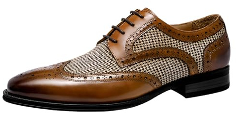 ANUFER Hombre Guapo Bloque de Color Zapatos de Vestir con Cordones Piel Sintética Brogues SN0705243 Marrón EU43